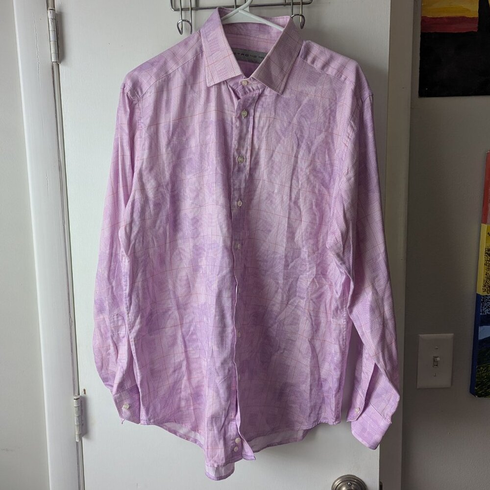 Etro Pink Floral Cotton Long Sleeve Button Down Men's Size 42